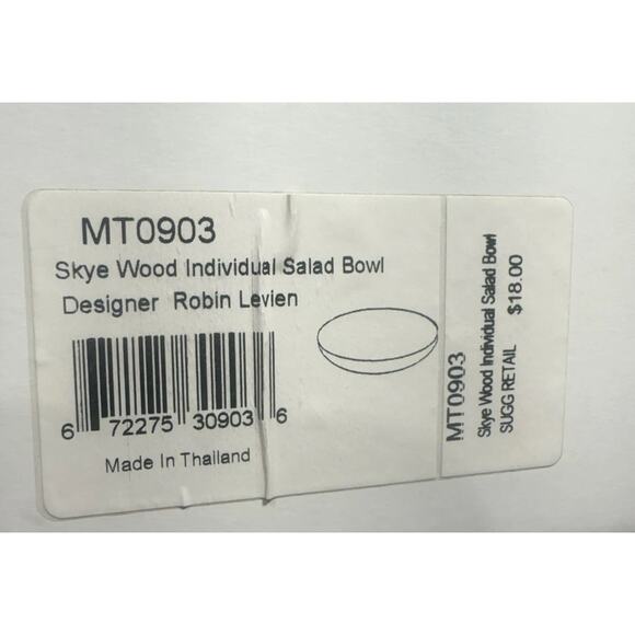 Nambe Skye Wood Individual Salad Bowl Acacia Wood 9"D x 2"H NEW - Picture 6 of 6